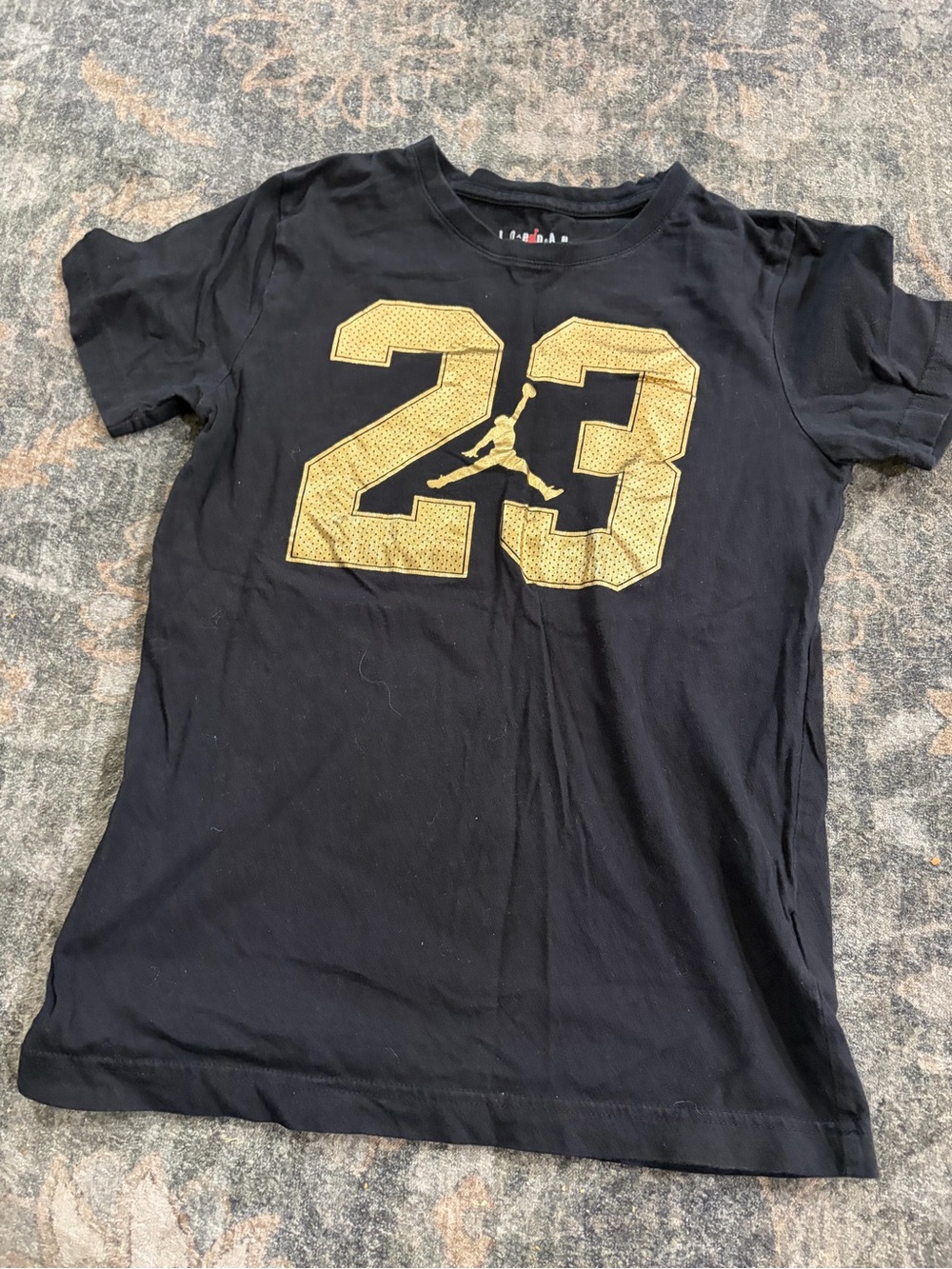 Jordan Kids Black Tee with Gold '23' Graphic